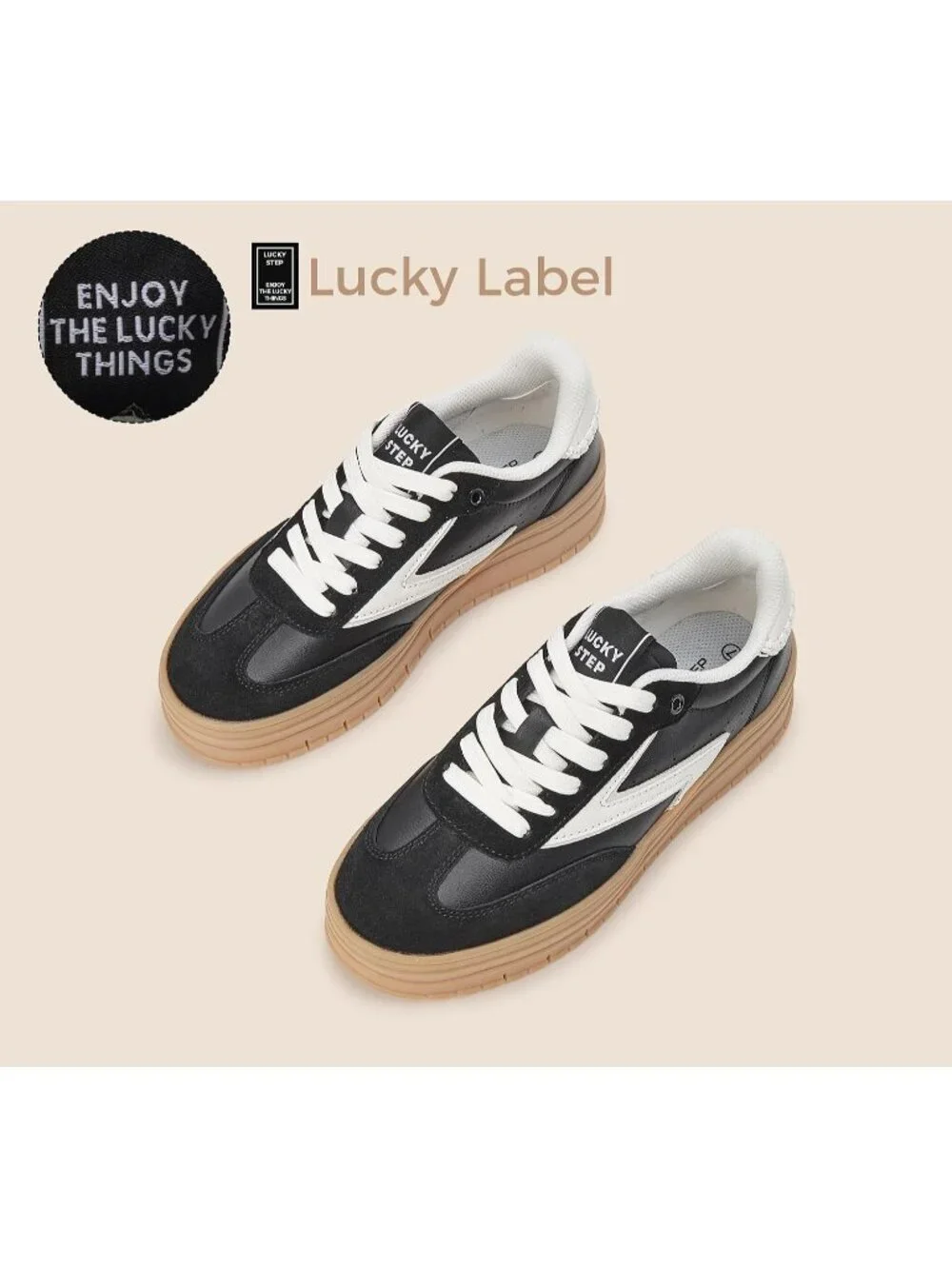 🆕Women's Black White Platform Sneakers Gum Thick Sole Tennis Walking Shoes